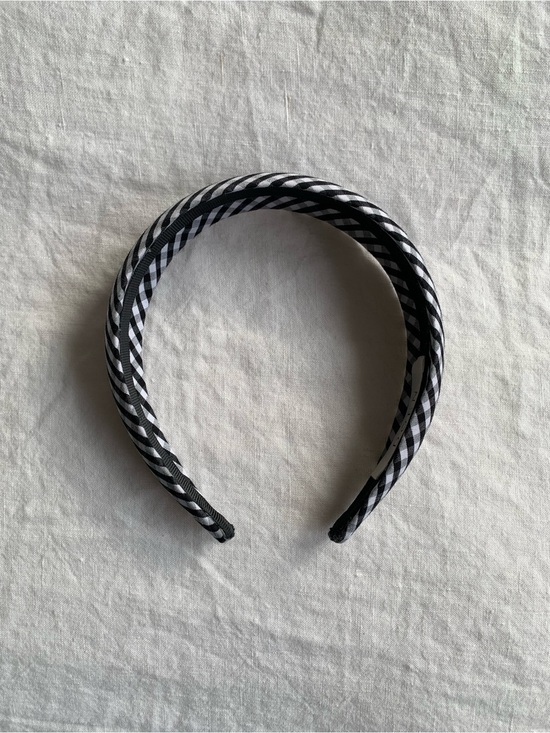 Doen Jeanie Cloth Padded Headband Hair Gingham Boho Black White main image 4